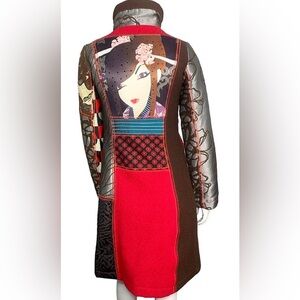 DESIGUAL***Colorful Geisha Graphic Patchwork Coat